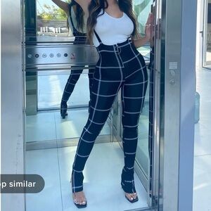 Black and white striped jumpsuit